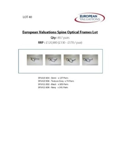 Bundle of Spine optical frames (Quantity: 947)