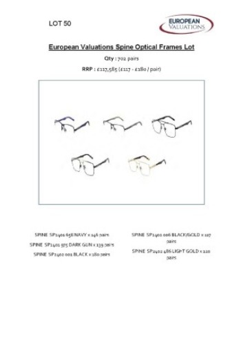 Bundle of Spine optical frames (Quantity: 702)
