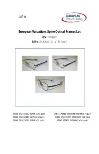 Bundle of Spine optical frames (Quantity: 640)