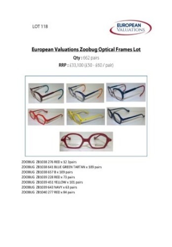 Bundle of Zoobug optical frames (Quantity: 662)