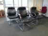 10 black leather effect skid-leg armchairs - 3