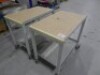 2 Grey steel 2 tier component trolleys - 2