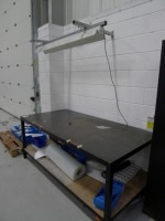 Welded steel 2 tier table with overhead strip light