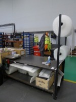Welded steel 2 tier packing bench with roll dispencers 200cm x 100cm