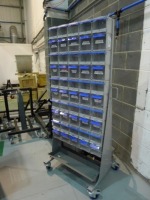 Twinbin Flagbin 25 compartment single sided mobile compnent storage system