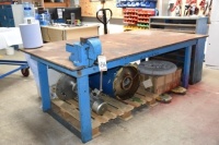 Welded steel workbench 230cm x 120cm with Record No 23 vice (Packing)