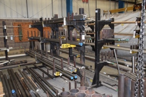 2 Single sided steel stock racks and contents, mainly steel bar (Bay 3)