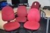 4 Burgandy cloth upholstered swivel chairs (Ground floor office)