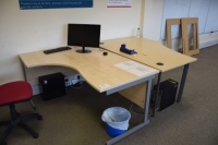 3 Light oak effect curved workstations (Offices first floor meetings room)