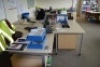 4 Light oak effect curved workstations with 3 matching pedestals (Offices first floor projects)