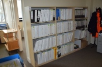 6 Light oak effect bookcases and a matching 2 drawer lateral filing cabinet (Offices first floor projects)