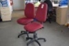 6 Burgandy cloth upholstered swivel chairs (Offices first floor projects)