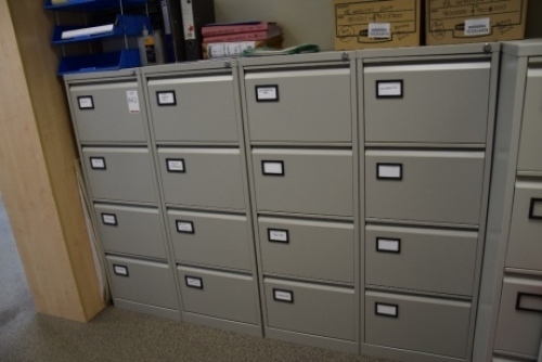 4 Grey steel 4 drawer filing cabinets (Offices second floor accounts)