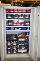 Bisley Grey steel 6ft double door cupboard and contents, mainly nuts, bolts, washers etc (Bay 1)
