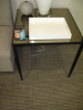 2 Glass side tables, 2 table lamps and floor lamp