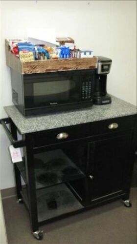 lot--cart, Westbend microwave and B&D coffee maker--SNACKS NOT INCLUDED *** PLEASE NOTE: This lot is offered subject to bulk bid offer on lot 118