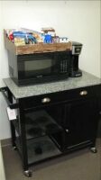 lot--cart, Westbend microwave and B&D coffee maker--SNACKS NOT INCLUDED *** PLEASE NOTE: This lot is offered subject to bulk bid offer on lot 118