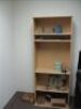 Lot--double ped desk with non matching credenza, swivel chair and 3 stack chairs *** PLEASE NOTE: This lot is offered subject to bulk bid offer on lot 118 - 3
