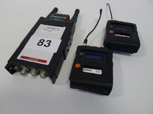 Sony DWR-SO2D Wireless Receiver and 2 Sony DWT -BO1 Wireless Bodypack Transmitters