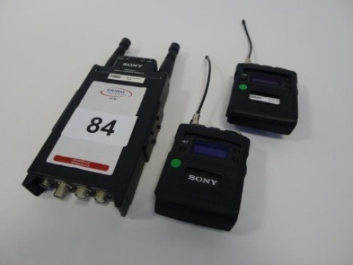 Sony DWR-SO2D Wireless Receiver and 2 Sony DWT -BO1 Wireless Bodypack Transmitters