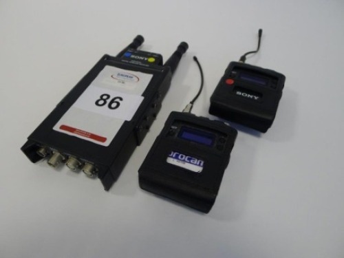 Sony DWR-SO2D Wireless Receiver and 2 Sony DWT -BO1 Wireless Bodypack Transmitters
