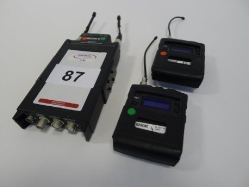 Sony DWR-SO2D Wireless Receiver and 2 Sony DWT -BO1 Wireless Bodypack Transmitters