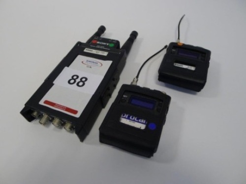 Sony DWR-SO2D Wireless Receiver and 2 Sony DWT -BO1 Wireless Bodypack Transmitters