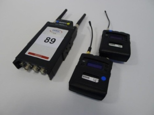 Sony DWR-SO2D Wireless Receiver and 2 Sony DWT -BO1 Wireless Bodypack Transmitters