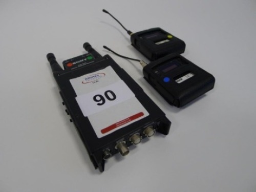 Sony DWR-SO2D Wireless Receiver and 2 Sony DWT -BO1 Wireless Bodypack Transmitters