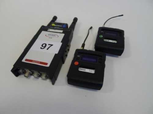 Sony DWR-SO2D Wireless Receiver and 2 Sony DWT -BO1 Wireless Bodypack Transmitters
