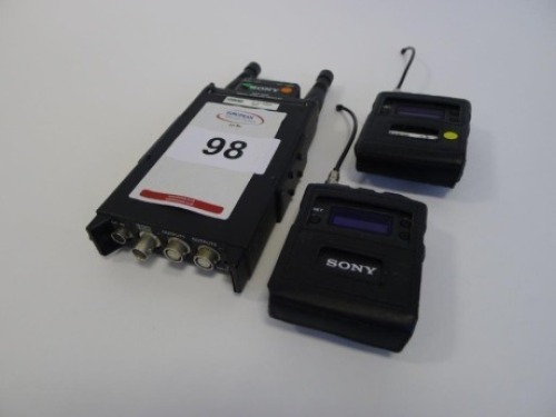 Sony DWR-SO2D Wireless Receiver and 2 Sony DWT -BO1 Wireless Bodypack Transmitters